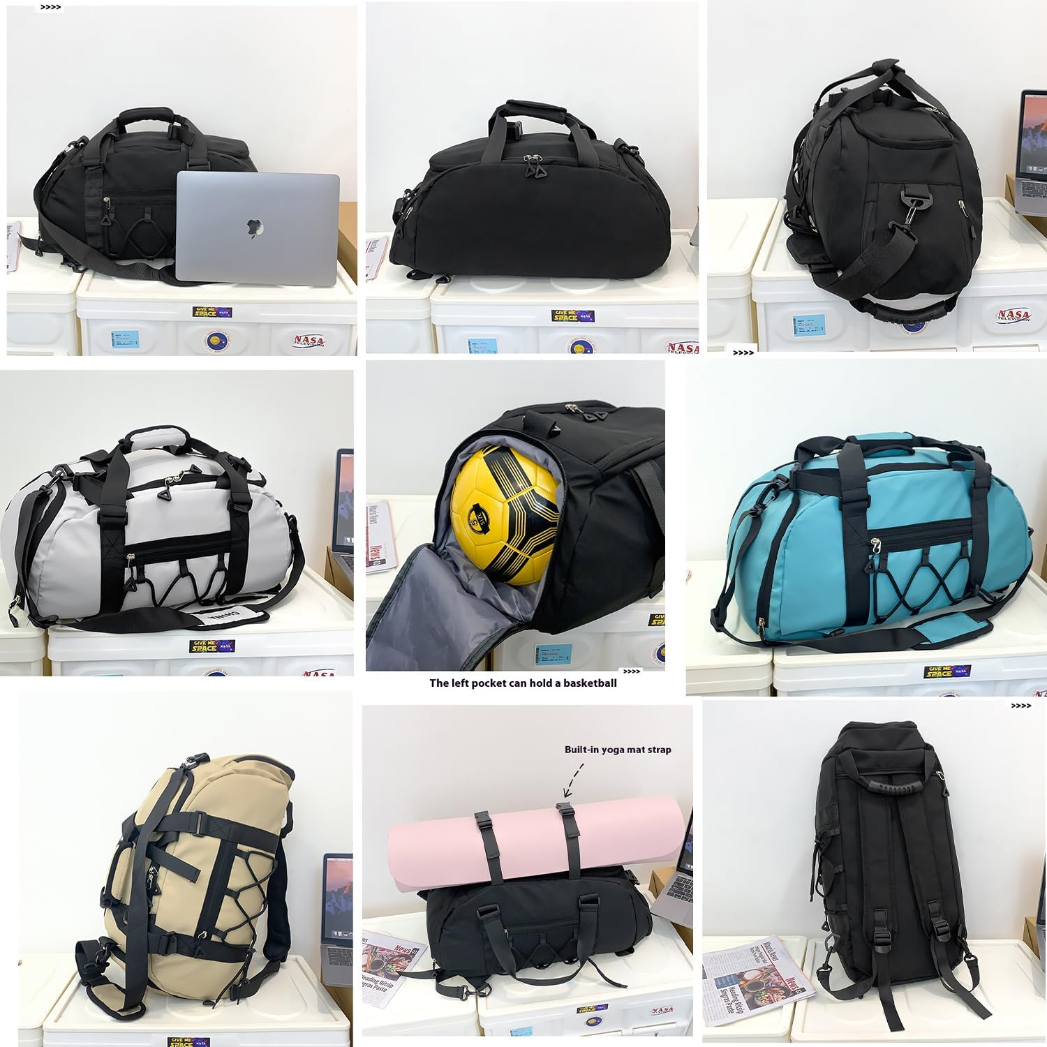 Xcjump Multi-Function Travel Backpack for Women & Men, Large Casual Daypack, Laptop & Hiking Backpack with Wet/Dry Compartment, Carry-On Gym Shoulder Bag, Basketball & Shoe Holder, Yoga Strap image number 6