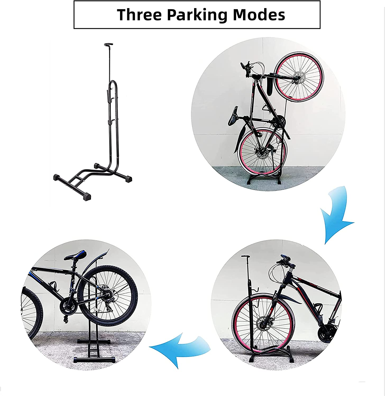 COMINGFIT Bicycle Stand, Premium Quality Vertical & Horizontal Adjustable Bicycle Floor Parking Rack, Fat Bike Stand Racks, Space-Saving Rack, Multi-Use Freestand Rack Indoor Outdoor Garage Storage image number 4