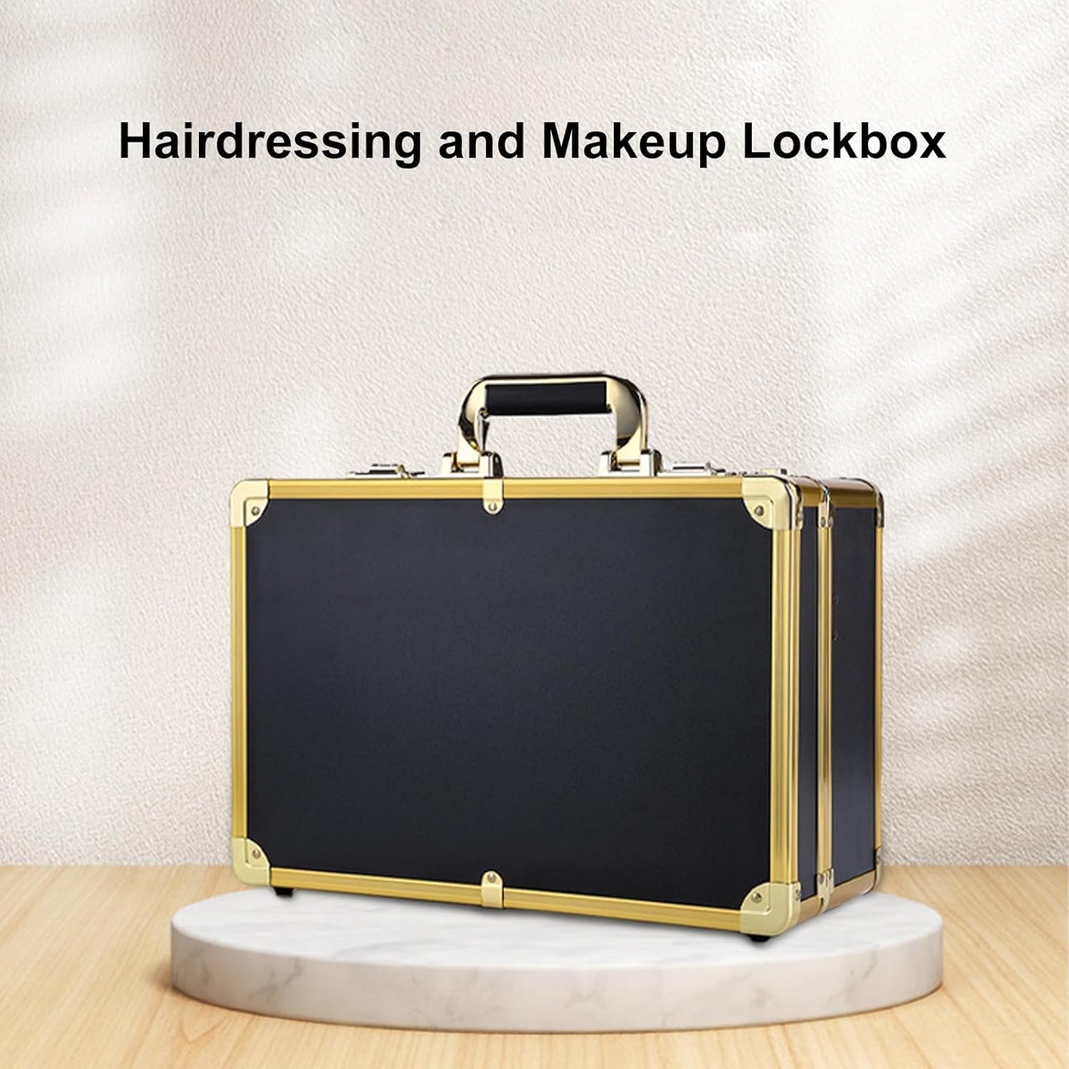 Namolit Hairdressing and Makeup Lockbox Large Capacity Hairdressing Tool Storage Bag with Password Lock Multi-Functional Storage Toolbox Gold image number 5