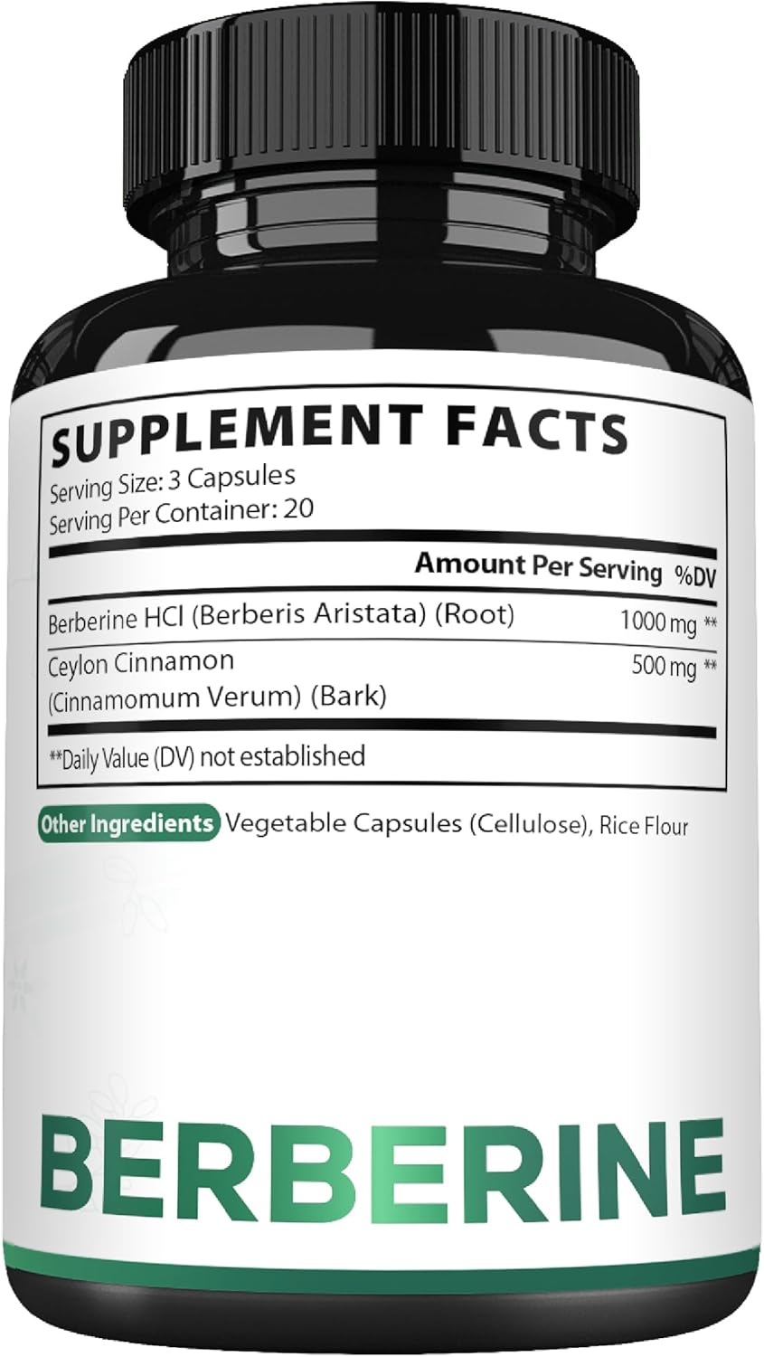 SATOOMI 1000Mg Berberine with 500Mg Ceylon Cinnamon Supplement - Extra Strength - 60 Capsules - Gluten-Free, Non-Gmo image number 5