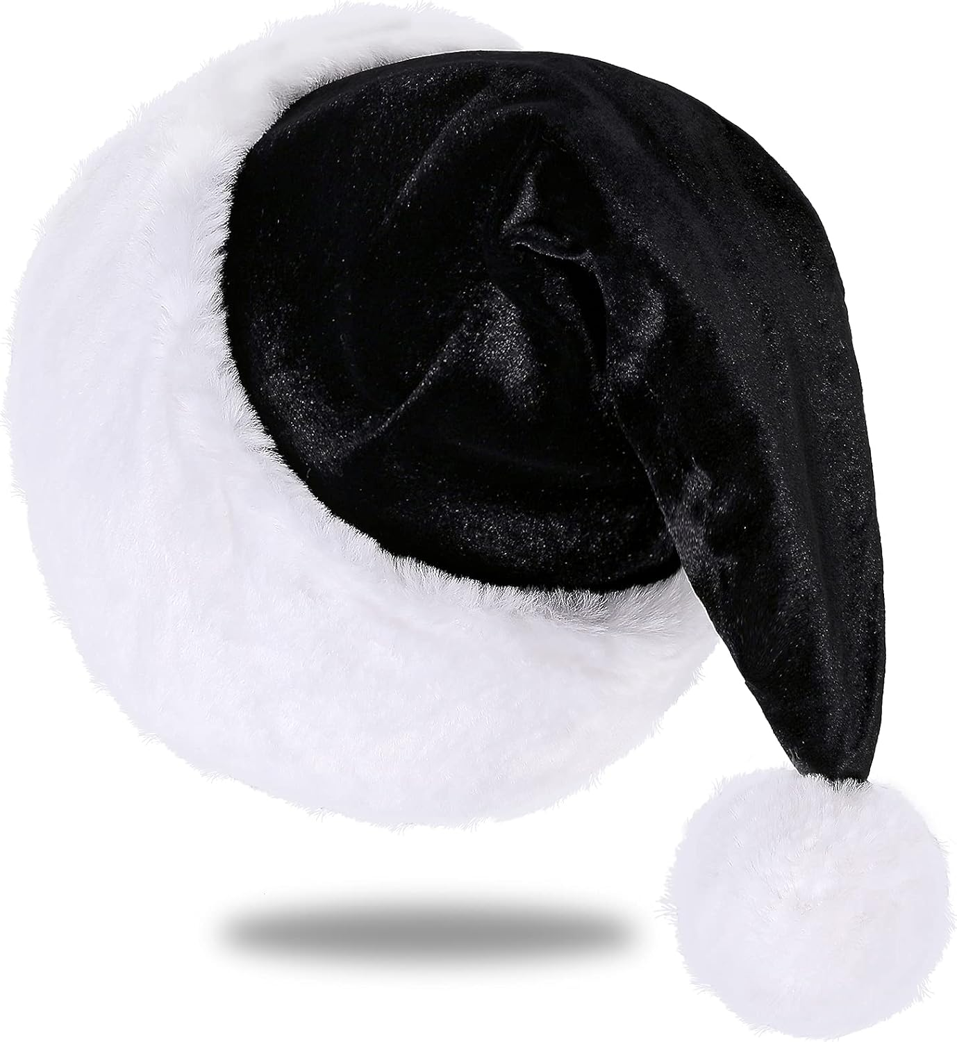 Eoocan Santa Hat for Adults, Unisex Velvet Comfort Xmas Hats Extra Thicken Plush for Christmas New Year Festive Holiday Party