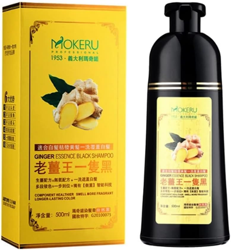 Ginger Shampoo Herbal Natural Fast Blacking Gray Hair Dye Black Shampoo Dye for Hair Coloring Anti-Hair Loss Hair Care Natural Black Hair Shampoo image number 3