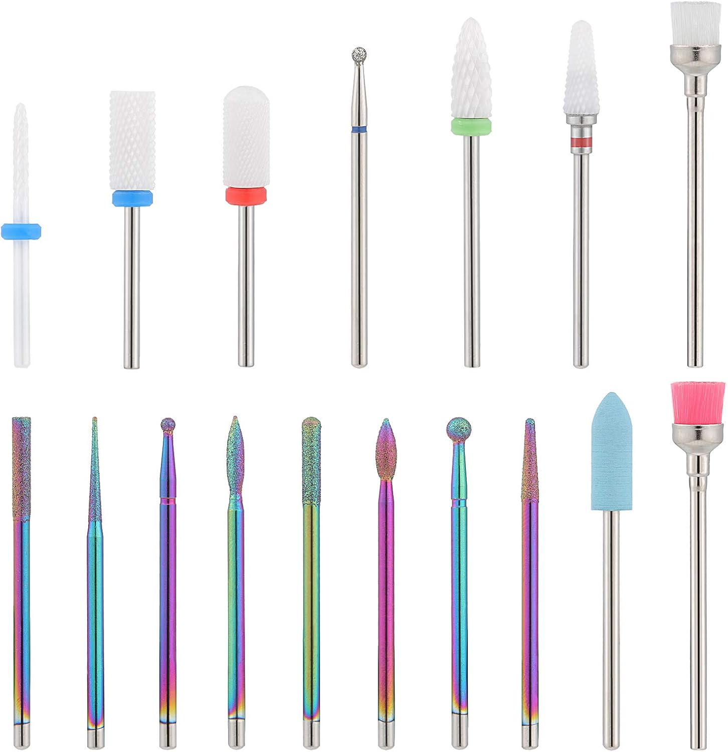 Gukkk 17 Piece Nail Cutter Bit Attachment Set, 7 Pieces Ceramic Nail Cutter Bits and 10 Piece Diamond Bits Set, Professional Removal Gel Acrylic Cuticle for Manicure Pedicure Home Use image number 2