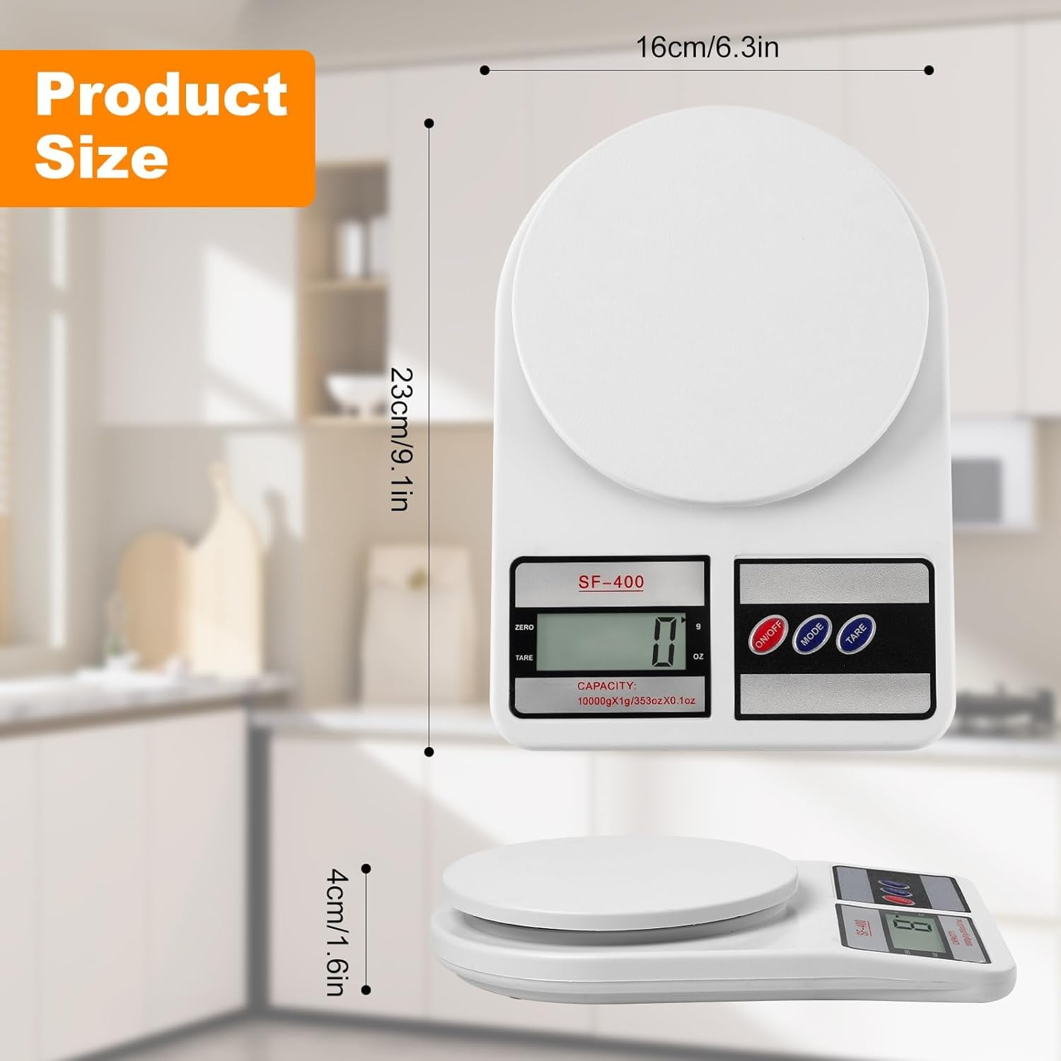 Digital Kitchen Scale 22Lb/10Kg Capacity, Stainless Steel Food Scale with Oz/G Units | Replaceable Battery Power | Ideal for Meal Prep, Cooking, Baking image number 1