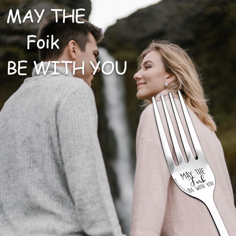 Inspirational Gifts for Friendship Fork Engraved Gifts for Husband Boyfriend Birthday Gifts for Girlfriend Wife May the Fork Be with You Dinner Forks Gifts for Dadddy Best Friend Boss image number 5