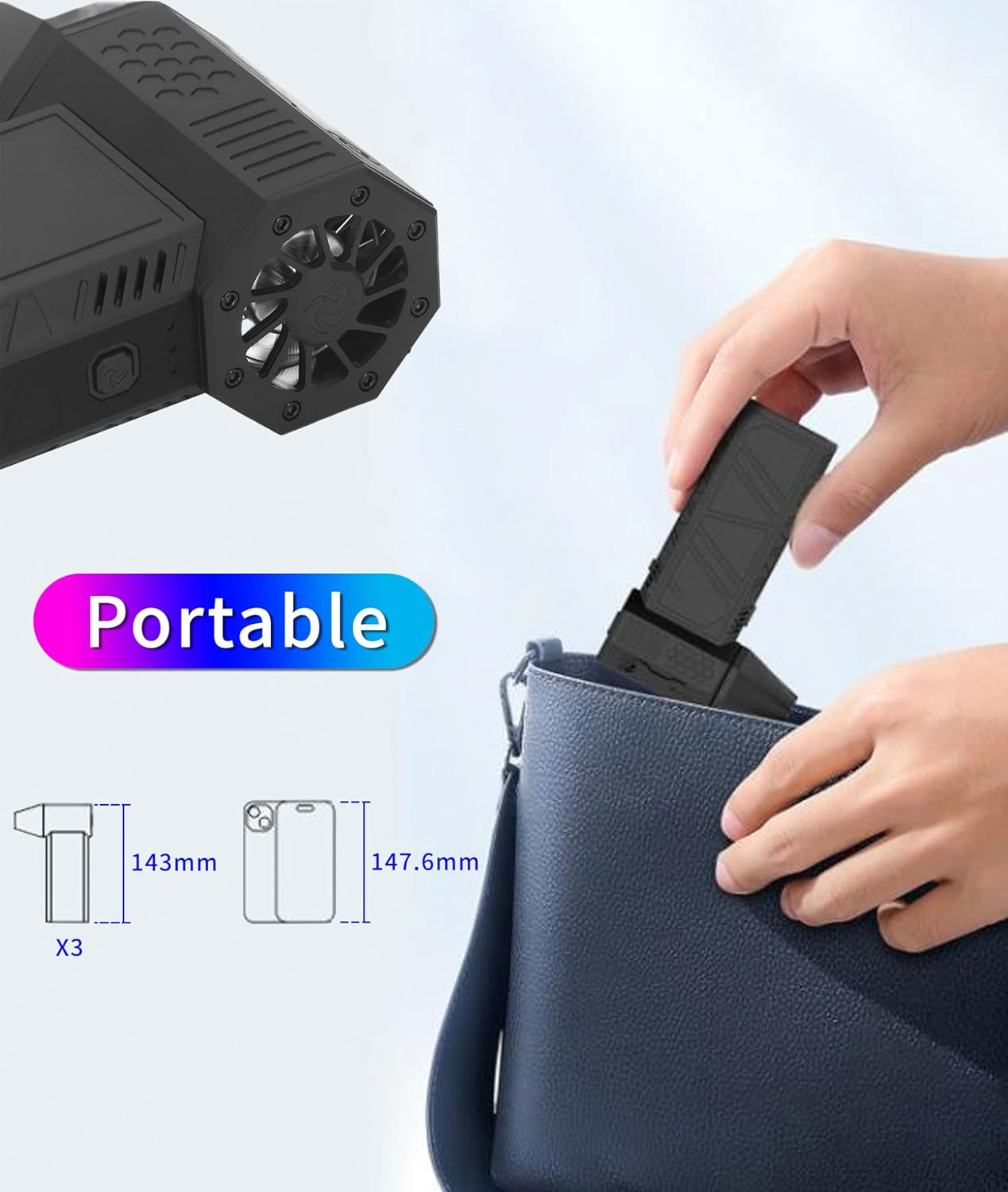 Jet Dry Mini Blower, 130000 RPM Portable Mini Jet Blower with 3 Adjustable Speeds, Type-C Rechargeable Cordless Air Blower Car Dryer for Car, Computer, Keyboard, Lens image number 4