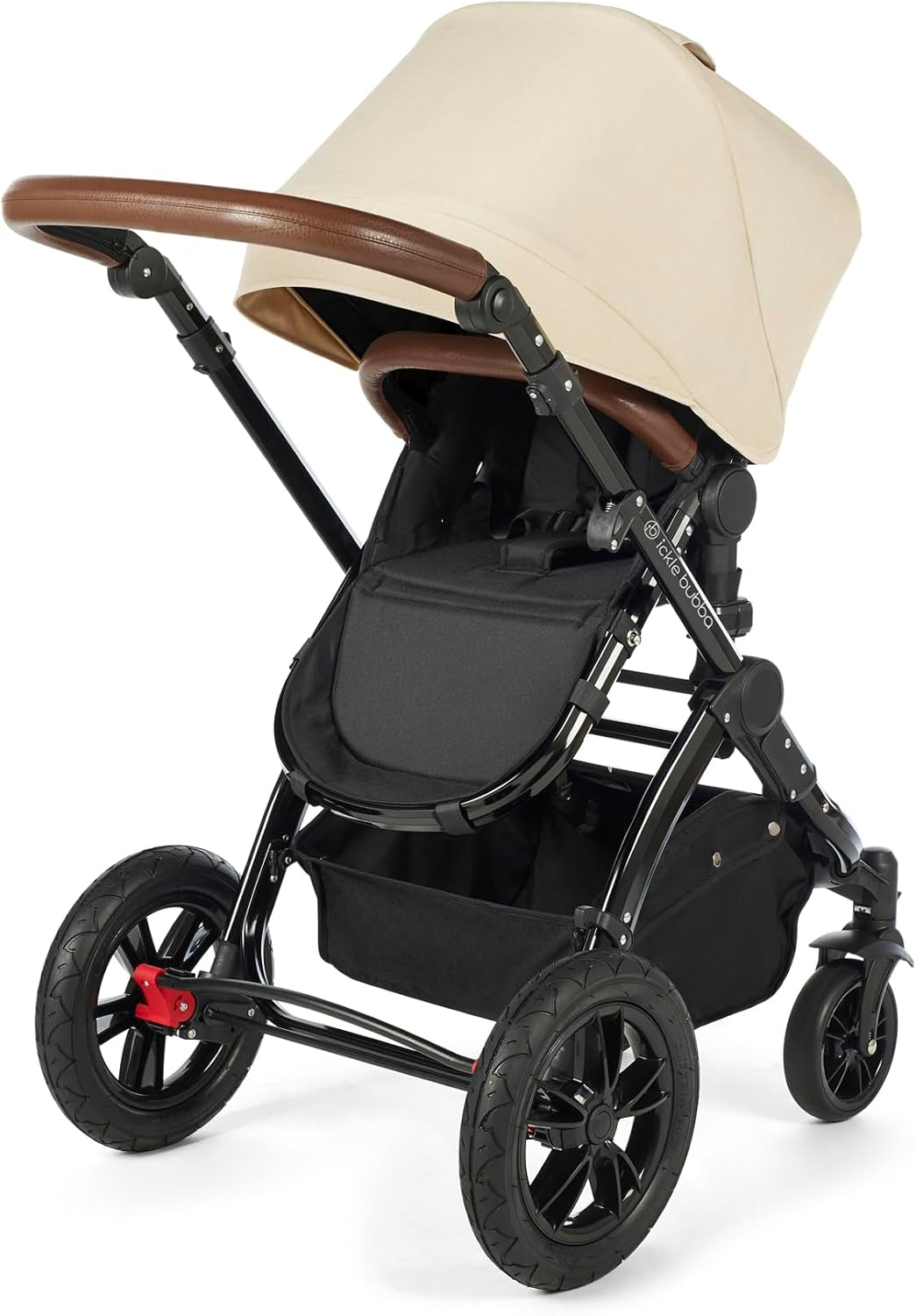 Ickle Bubba Stomp All-In-One 4-Wheel Pram Bundle with Carrycot, Pushchair and Accessories (Black/Sand/Tan) Comfortable, Stylish and Travel Ready image number 6