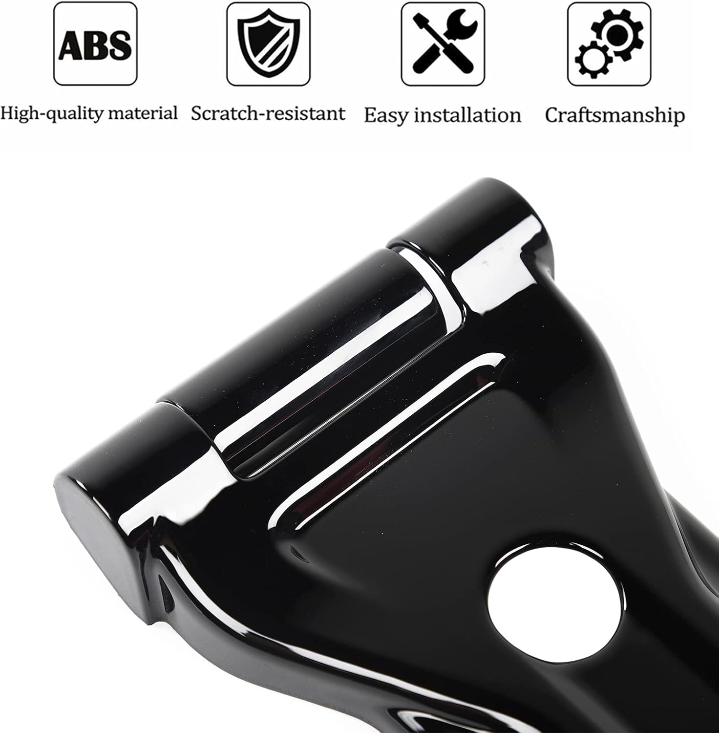 RT-TCZ Hood Hinge Cover Exterior Decoration Kits Accessories for 2018-2023 Jeep Wrangler JL JLU and Gladiator JT (Black) - Black image number 6