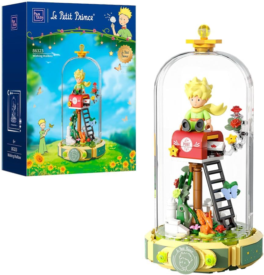 PANTASY Le Petit Prince Rose Mailbox Building Block Set, Creative DIY Flower Display with Rotating Globe Dome, Collectible Model Kit for Adults and Kids, Gift Idea for Le Petit Prince Fans image number 4