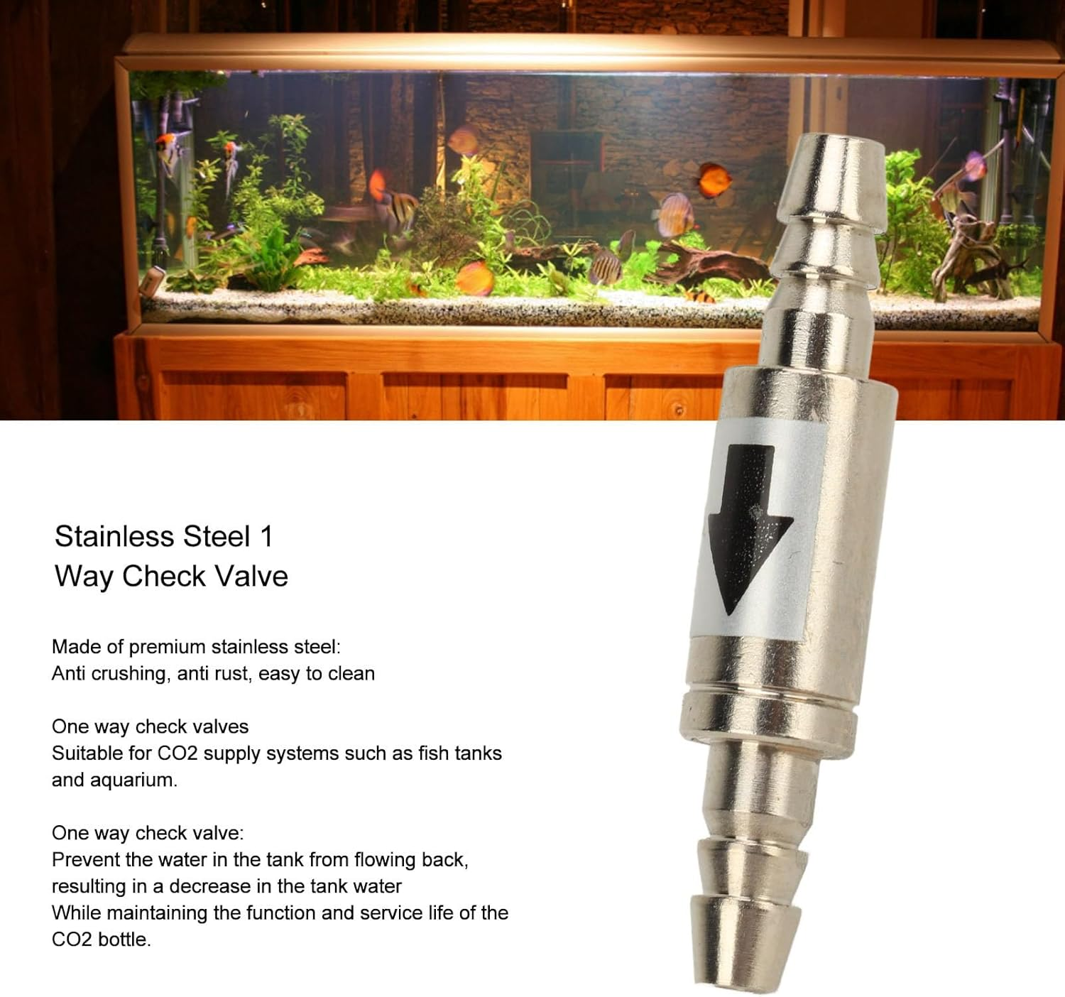 5Pcs Stainless Steel One Way Check Valve, Proof CO2 Check Valve, Lightweight Fish Tank Check Valve, Easy to Install Aquarium Check Valve for Fish Tank Aquarium Zone Generators image number 2