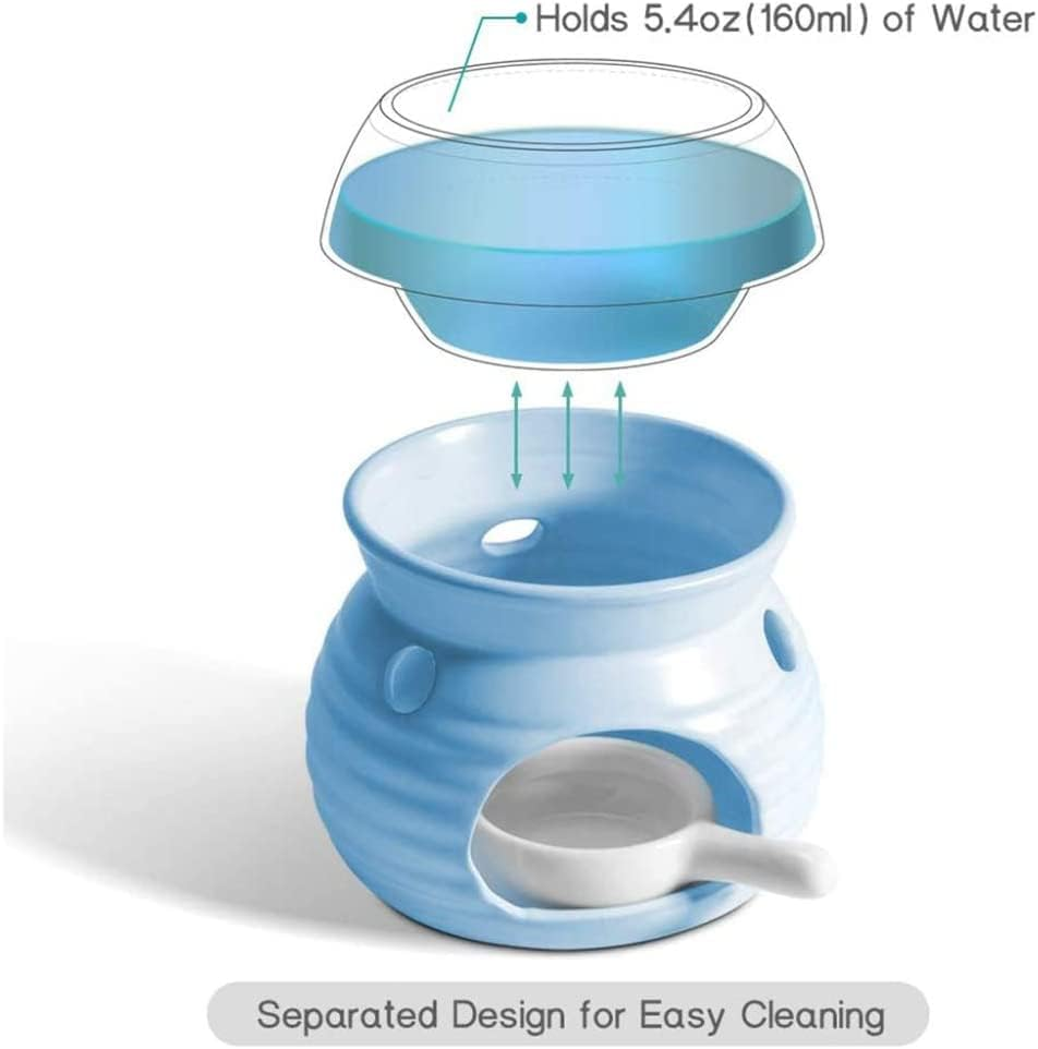 Sculpture Statue Antiques Collectables，Wax Melt Essential Oil Burners 2 Sets, Removable Ceramic Aroma Burner Assorted Candle Scented Diffuser Home Bedroom Decor Christmas Housewarming Gift,Blue image number 1