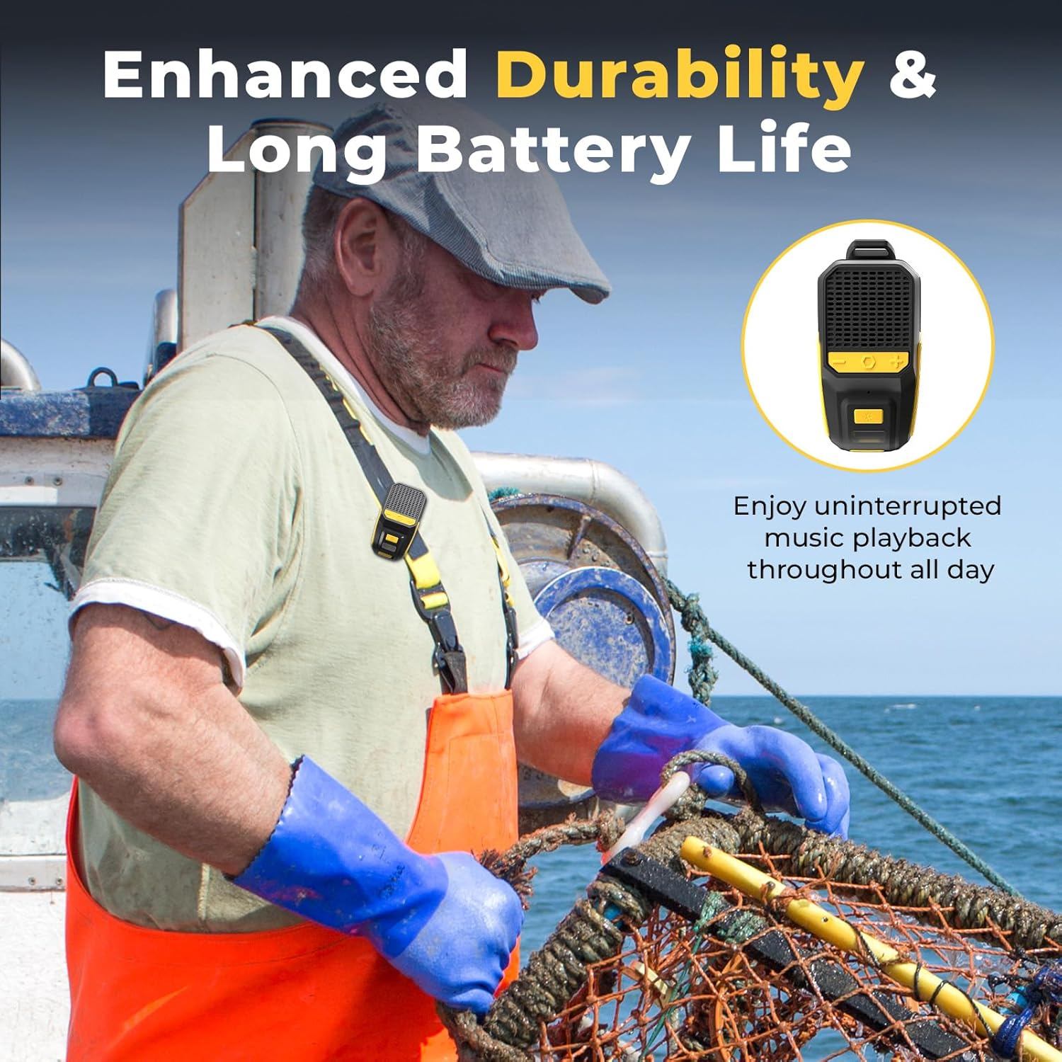 Wearable Bluetooth Speaker, All Day Running Wireless Speaker for Jobsite Work, IPX6 Portable Clip-On Speaker W/Light, Built-In Mic for Hands-Free Music/Calls Cycling Outdoor Sports Hiking Golf image number 6