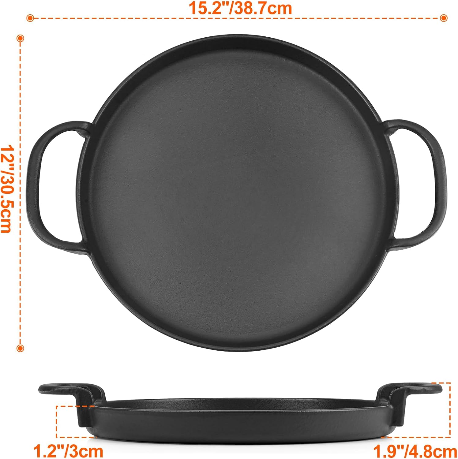 Onlyfire Cast Iron Pans Diameter 30.5 Cm, Grill Plate, round Grill Pan Insert for Weber 7421 57 Cm Charcoal Grills, One-Touch Charcoal Grill, Gourmet BBQ System Replacement Parts