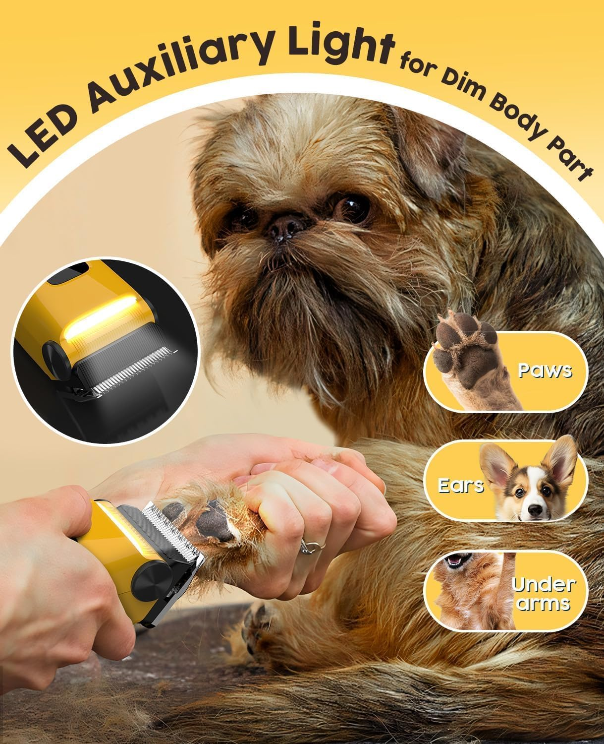 Dog Grooming Kit with 6 Guide Combs, USB Rechargeable Dog Clippers, Low Noise Cordless Electric Pet Hair Trimmers Set for Small Large Dogs Cats