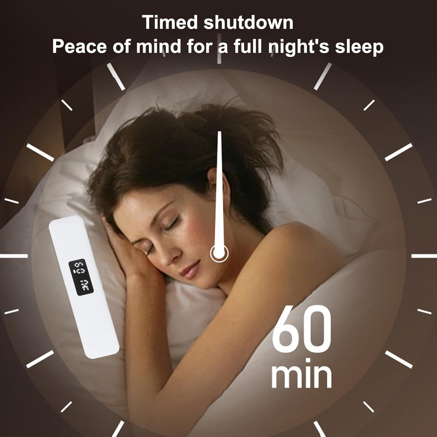 Pillow Speaker Bone Conduction Stereo Bass, Bluetooth 5.3 Sleep Aid Sound Speaker with Digital Display & Timer Function, Mini Portable Speakers for Adults and Kids (White) - Black image number 6
