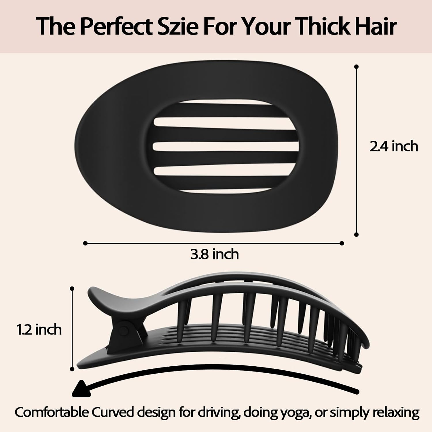 Vivasmile 4 PCS Flat Hair Clips for Women, Curved Design Hair Clips for Lying, Driving - Matte Strong Hold Hair Claw Clips for Thin, Thick Hair, Hair Accessories for Women and Girls (Dark) image number 6