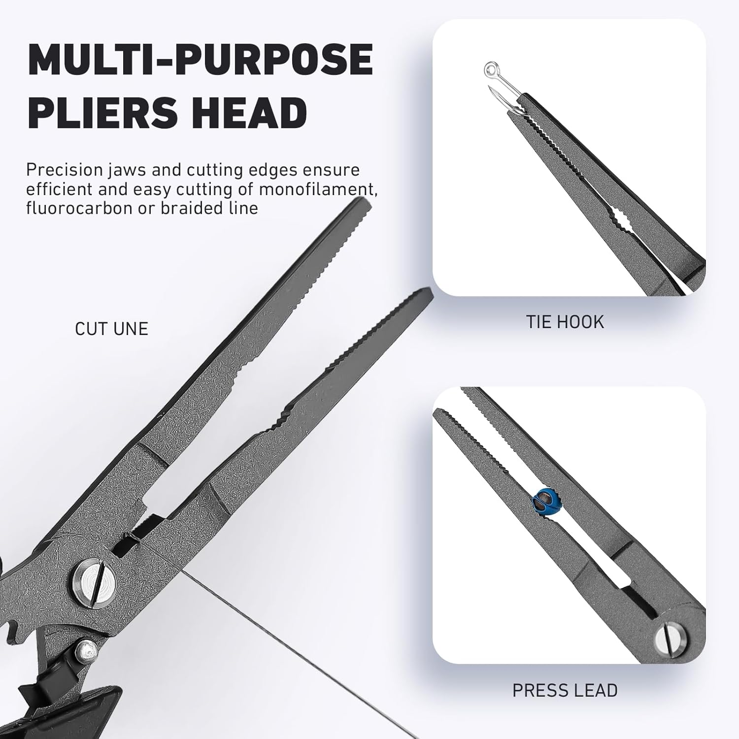 Golden J Teflon Fishing Pliers, Multi-Function Hook Remover-Long Nose Pliers, Pe/Braided Line Cutter, Saltwater Resistant Fishing Gear, for Deep-Sea, Ice & Surf Fishing - Ideal for Anglers image number 2