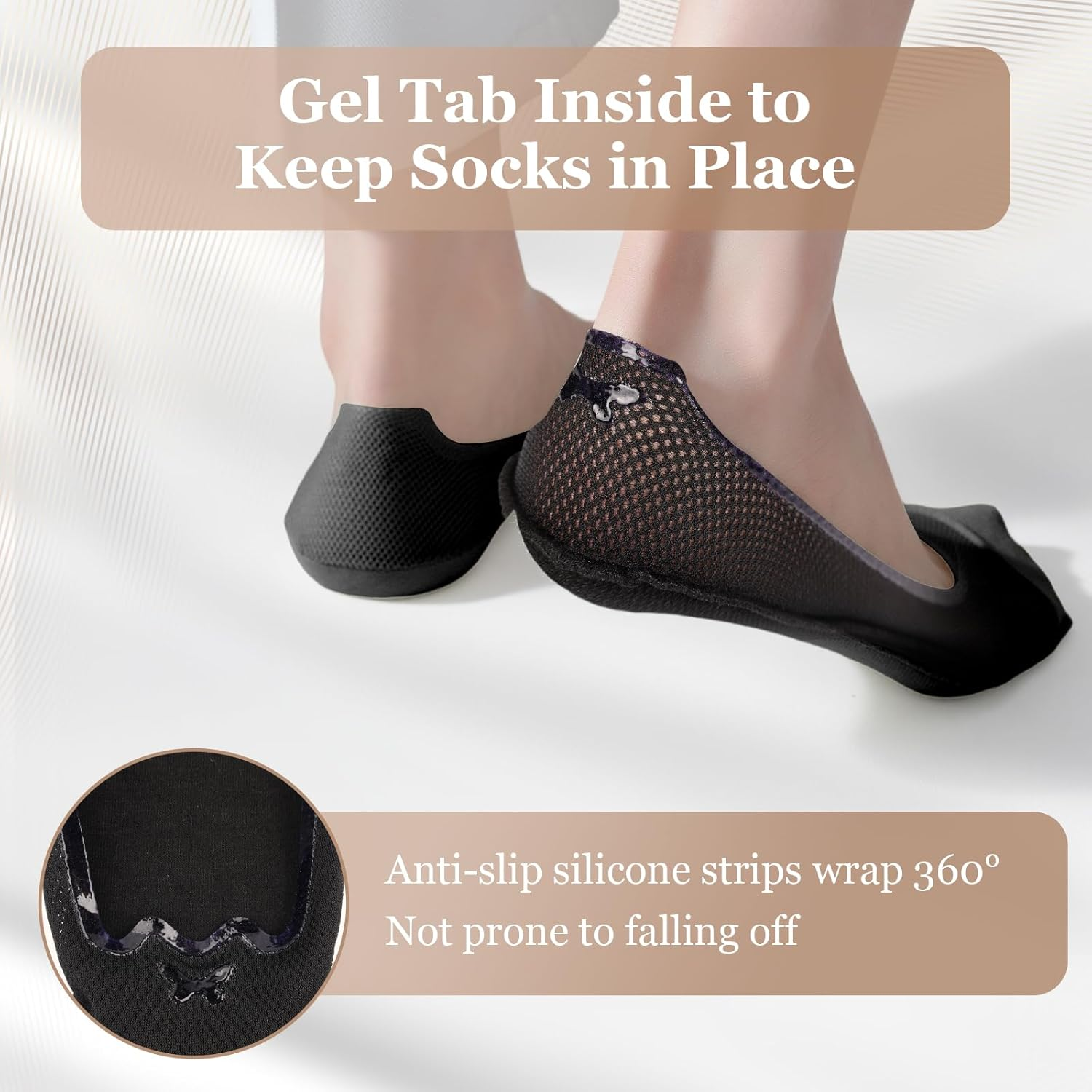 6 Pairs No Show Socks Women, Low Cut Invisible Socks with Silicone Anti-Slip, Hidden Socks for Flats Boat Summer - 2 Black 2 White 2 Grey image number 7