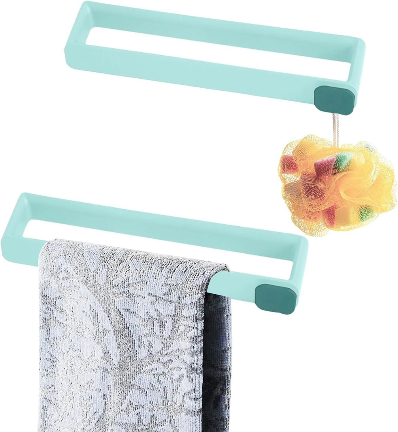 2-Pack Towel Bars, Wall-Mounted Bath Towel Racks, Self-Adhesive No-Drill Installation, Suitable for Bath Towels/Hand Towels, Modern Minimalist Design (White)