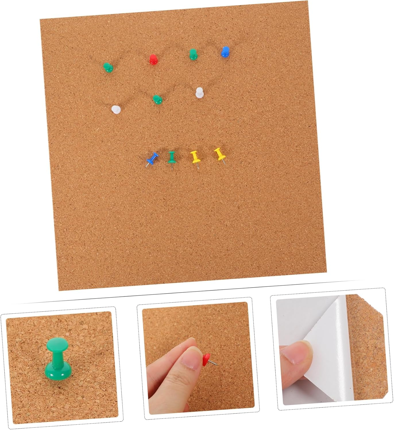 RORPOIR 1Set Self-Adhesive Cork Bulletin Board Notice Board for Classroom Home Office Creative Memo Display for Notes Photos Reminders Easy to Use image number 6