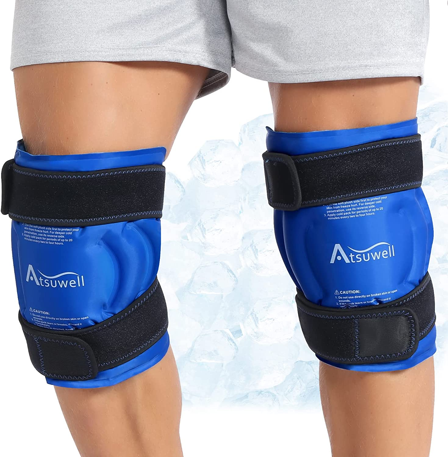 Atsuwell Ice Pack for Knee, Reusable Gel Ice Wraps for Knee, Flexible Cold Compress Cold Pack for Knee, Elbow, Shin, 2 Packs image number 3