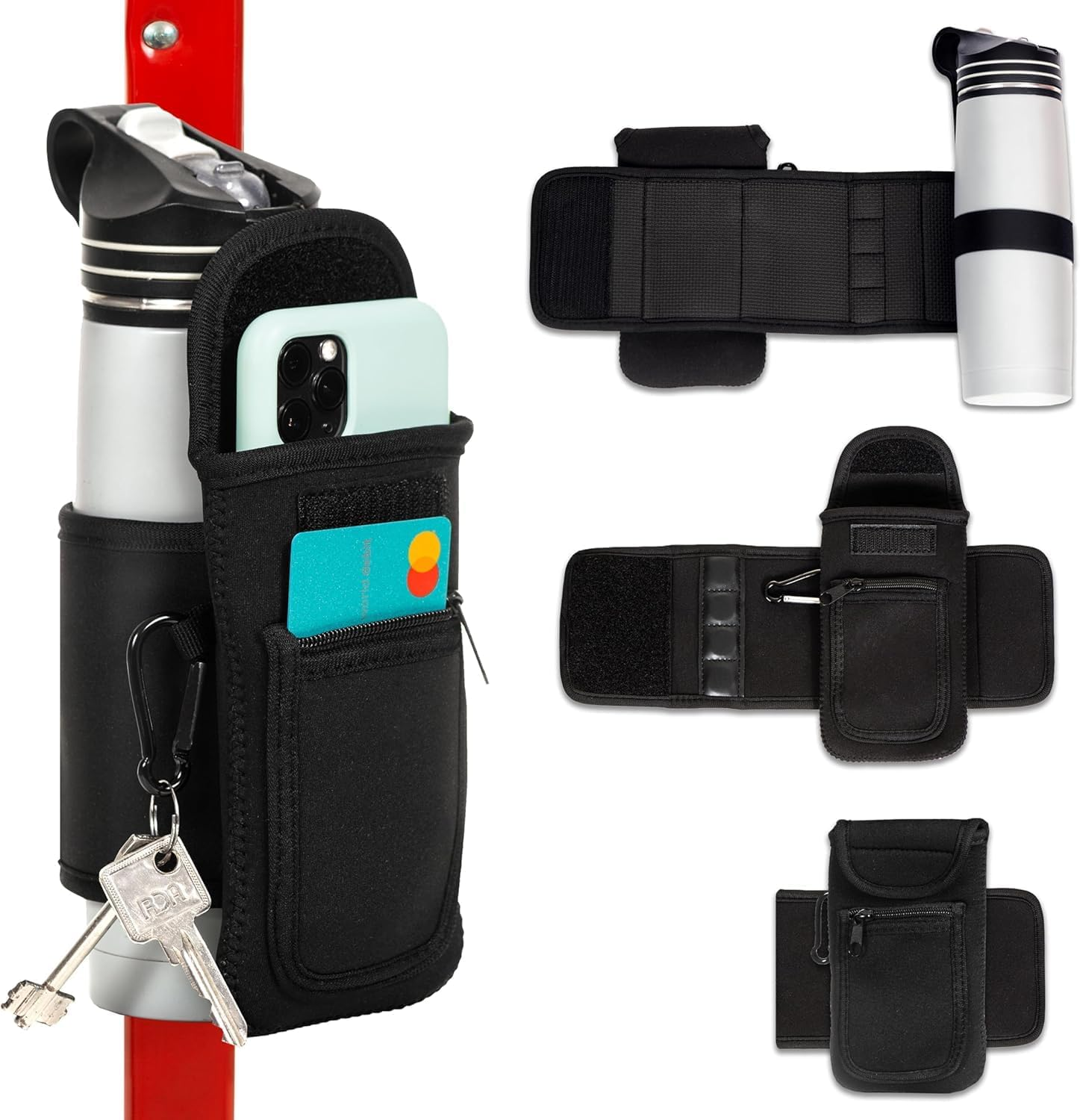 Magnetic Water Bottle Holder for Gym with 2 Pockets, Magnetic Bag Mount for Phones, Gym Essentials Accessories image number 6