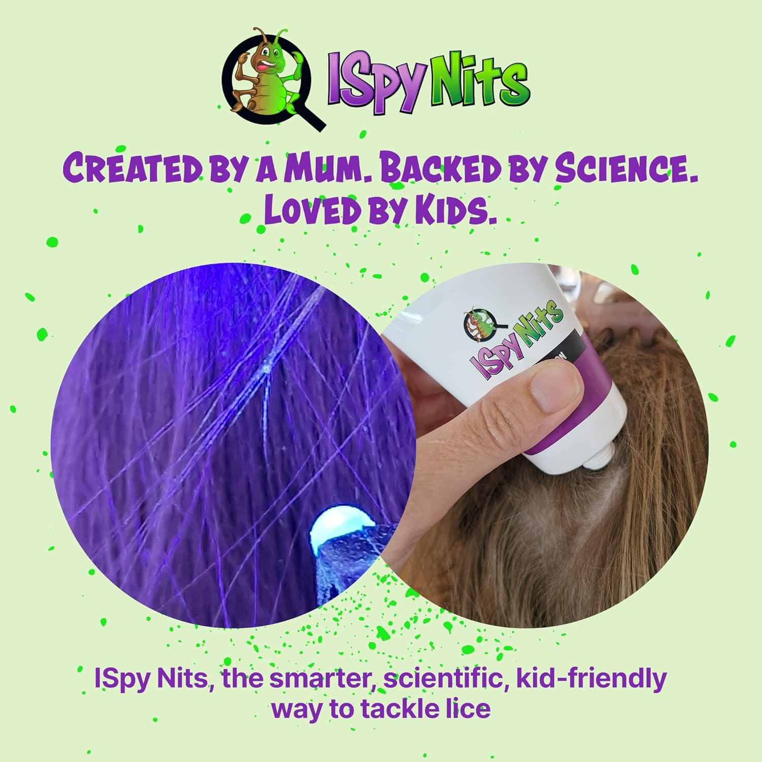 Ispy Family Nitkit Complete Head Lice Treatment & Detection Kit for 3-4 People &ndash; Biofluorescent Glo-Powder for UV Detection &ndash; Odourless Insecticide-Free Lotion &ndash; Glow-In-The-Dark Tattoos &ndash; UV Lights & Comb Included image number 3