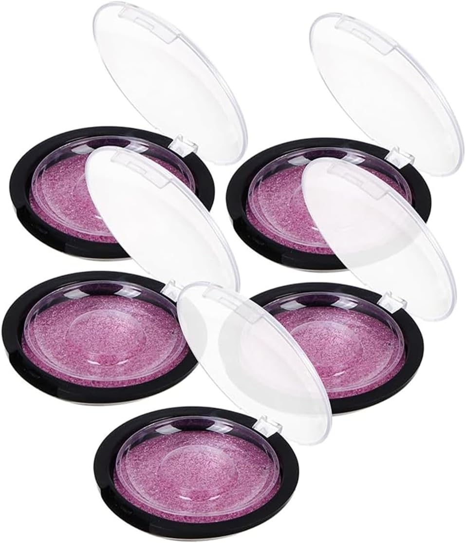 5Pcs Pink Plastic Glitter Clear False Eyelash Storage Cases for Women image number 4