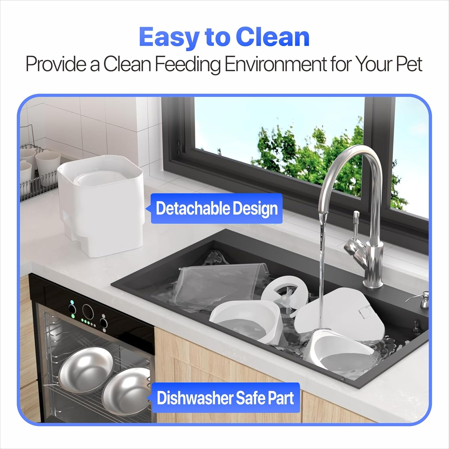 ALUCKKEY Automatic Cat and Dog Feeder for 2 Pets 6L Dry Food Storage & Dispenser, Dual Bowl Design for Peaceful Meal Feed 2 Pets at One Time Smart Wifi APP Control Timer Detachable for Easy Clean image number 1