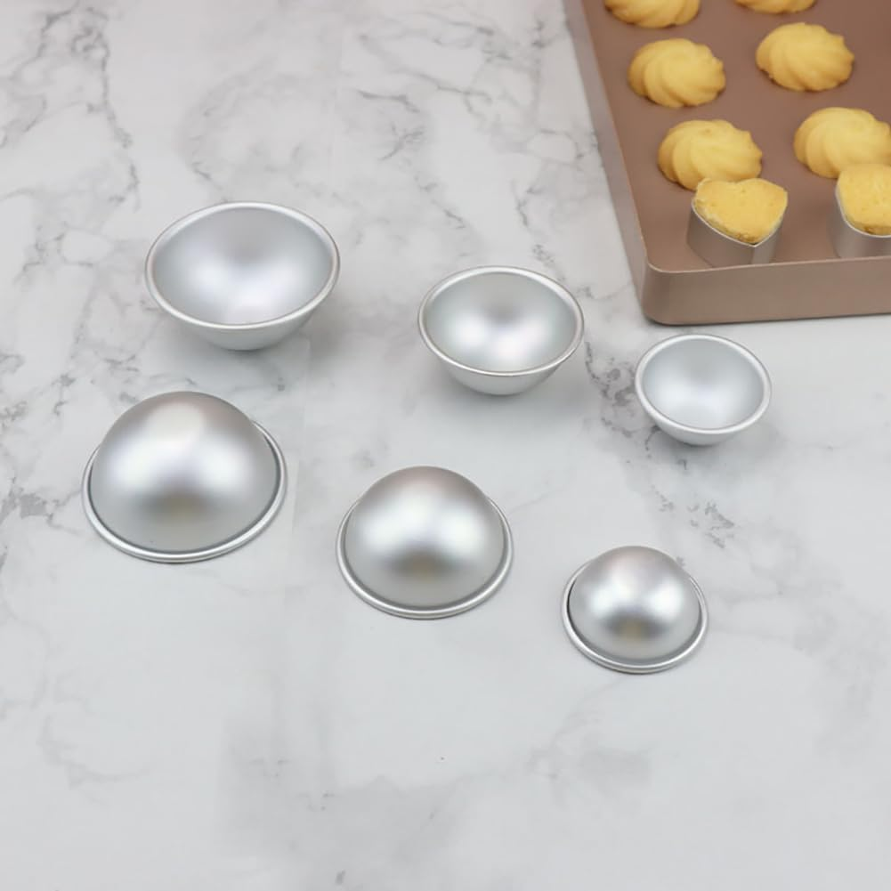 GSHLLO 10 Pcs 5.5Cm Bath Bomb Molds Bath Soap Moulds Half round Cake Pans Pudding Baking Pans Aluminum Cake Cups Egg Tart Moulds Dessert Cooking Pans image number 5