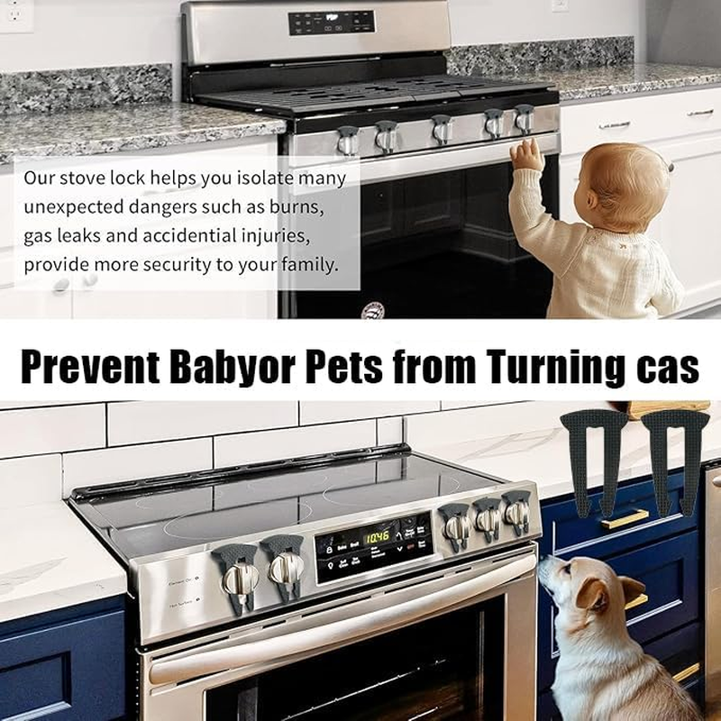 WEZCHUGHAOL 6 Pack Gas Stove Knob Locks - Durable Child & Pet Safety Guards, Baby Proof Knob Covers Prevent Accidental Turning On, Universal Fit for Most Stove Knobs image number 1