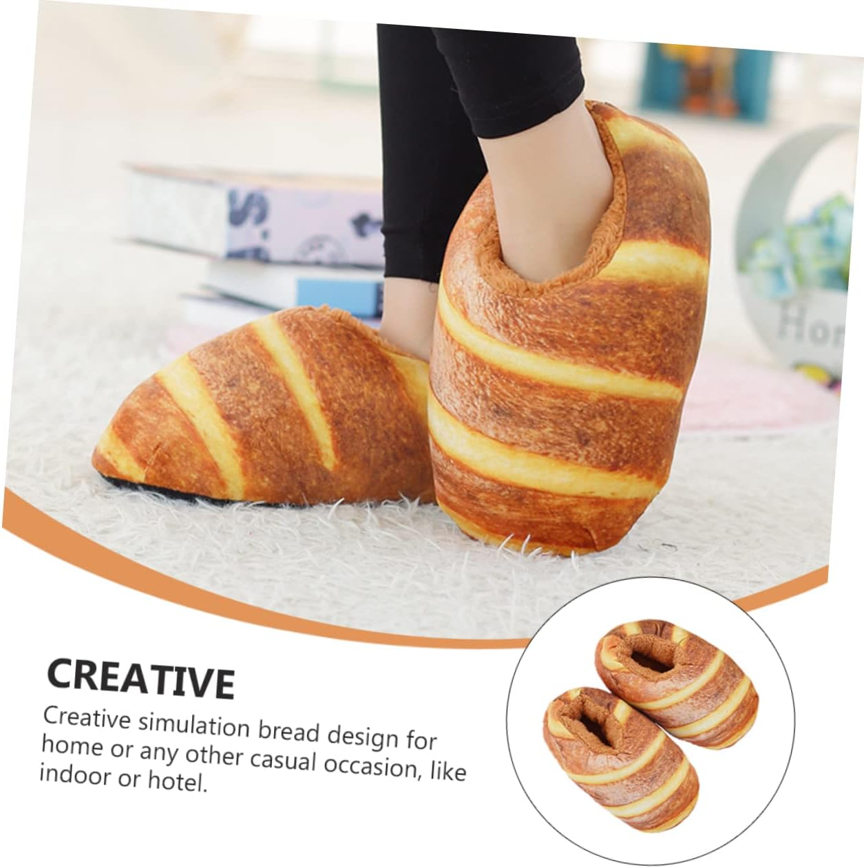 TOVINANNA Bread Slippers for Women Winter Warm Cotton Indoor Slippers Creative Design for Home Wearing for Ladies image number 5