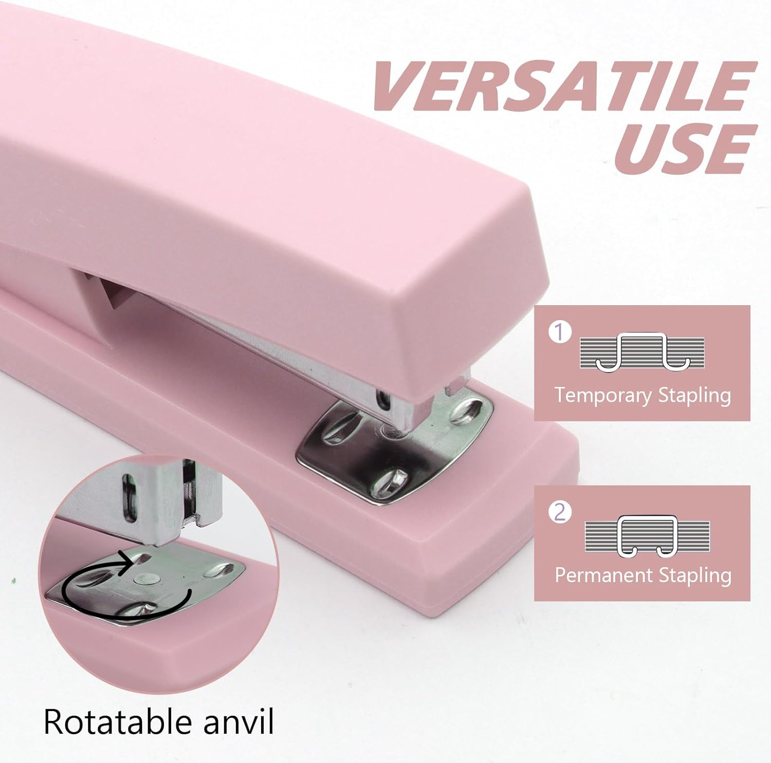 Pink Office Stapler, 25 Sheet Capacity with 2000 Staples and Staple Remover, Desktop Stapler,Pink Office Supplies for Students and Office Clerks image number 3