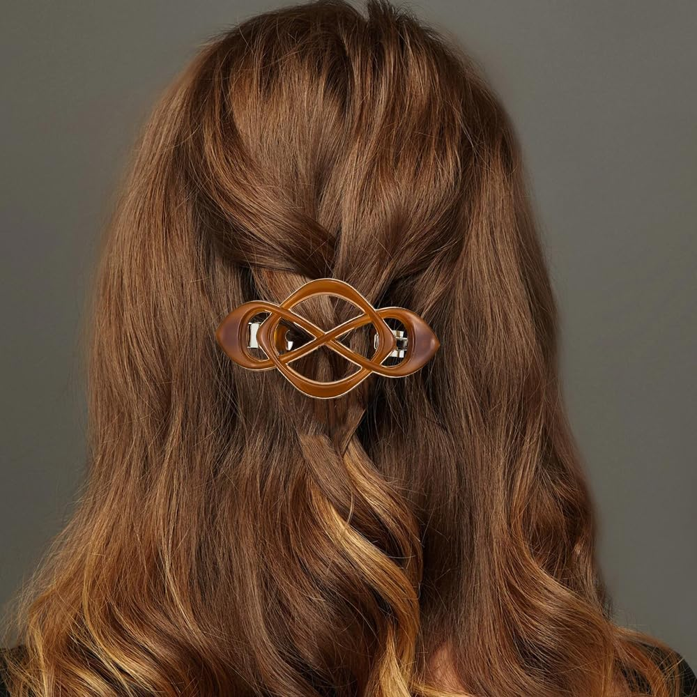 Vintage French Barrette Clips Matte Flat Claw Clips, 4Pcs Flat Hair Clips French Hair Claw Clips for Women and Girls image number 5