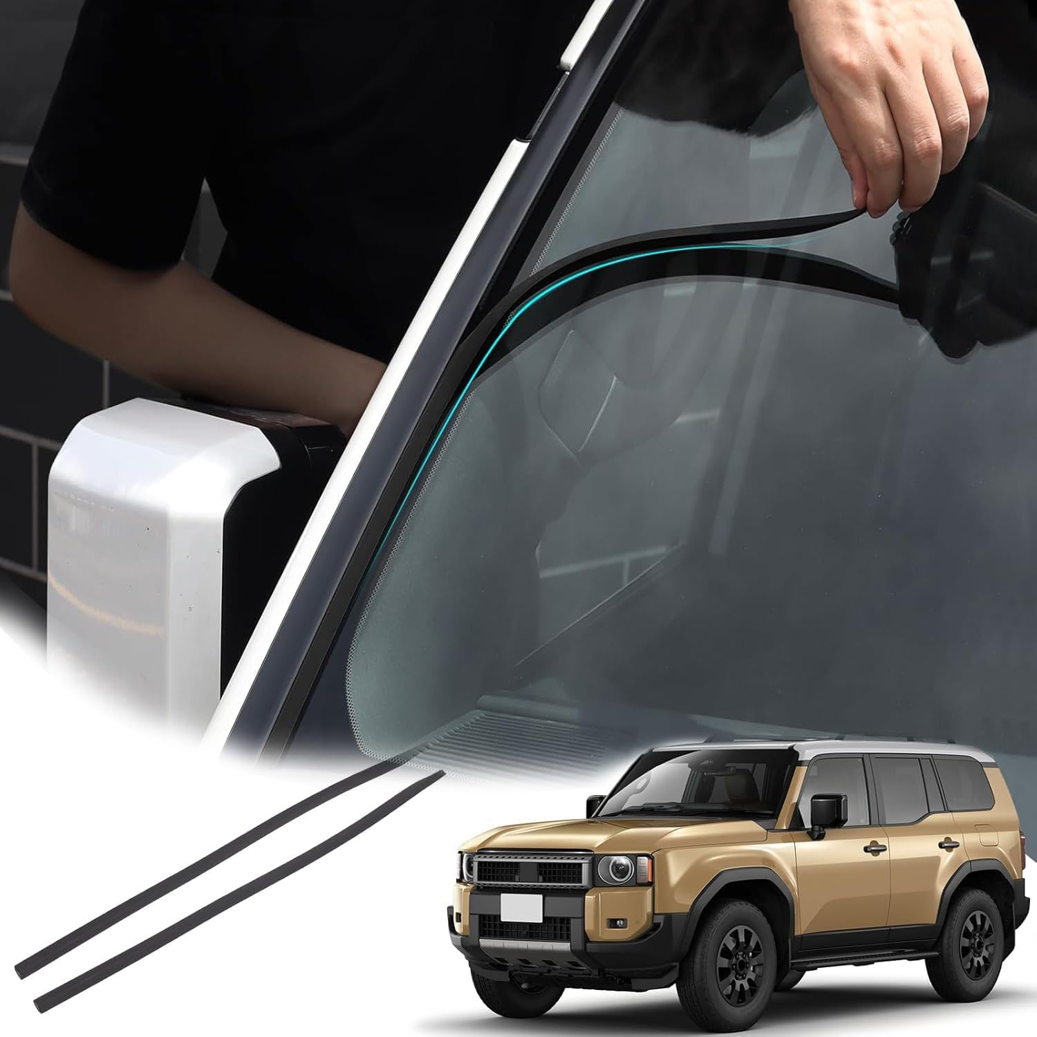Front Windshield Silicone Strip for 2024 2025 2026 Lexus GX550 Luxury Overtrail Sports Luxury Waterproof Window Sealing Strip External Modification Accessories Exterior Parts(2 Pieces)