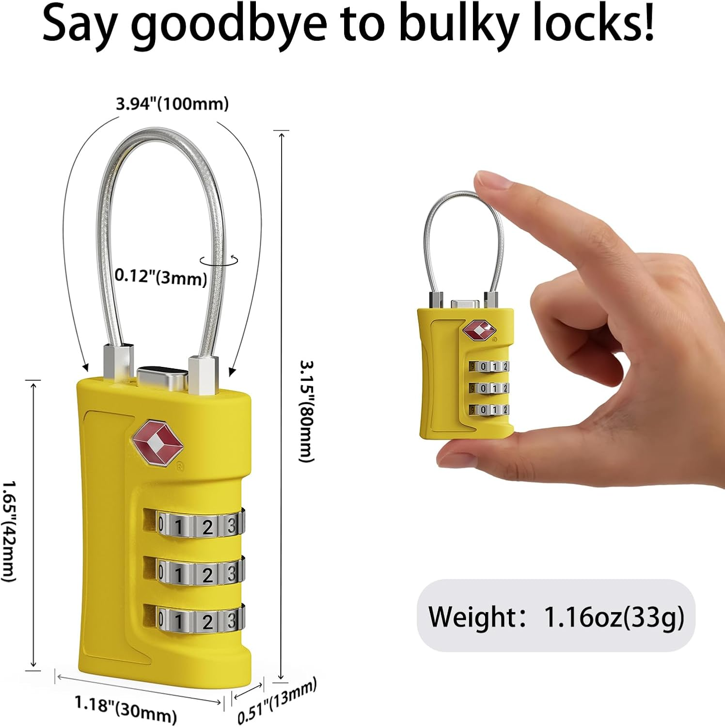 TSA Approved Luggage Locks,3 Pack Zinc Alloy Body Re-Settable Password Code Security Padlock,3-Digit Travel Code Combination Lock for Suitcases,Luggage,Case, Bag,Backpack, Gym Lockers (Yellow) - Pink image number 6