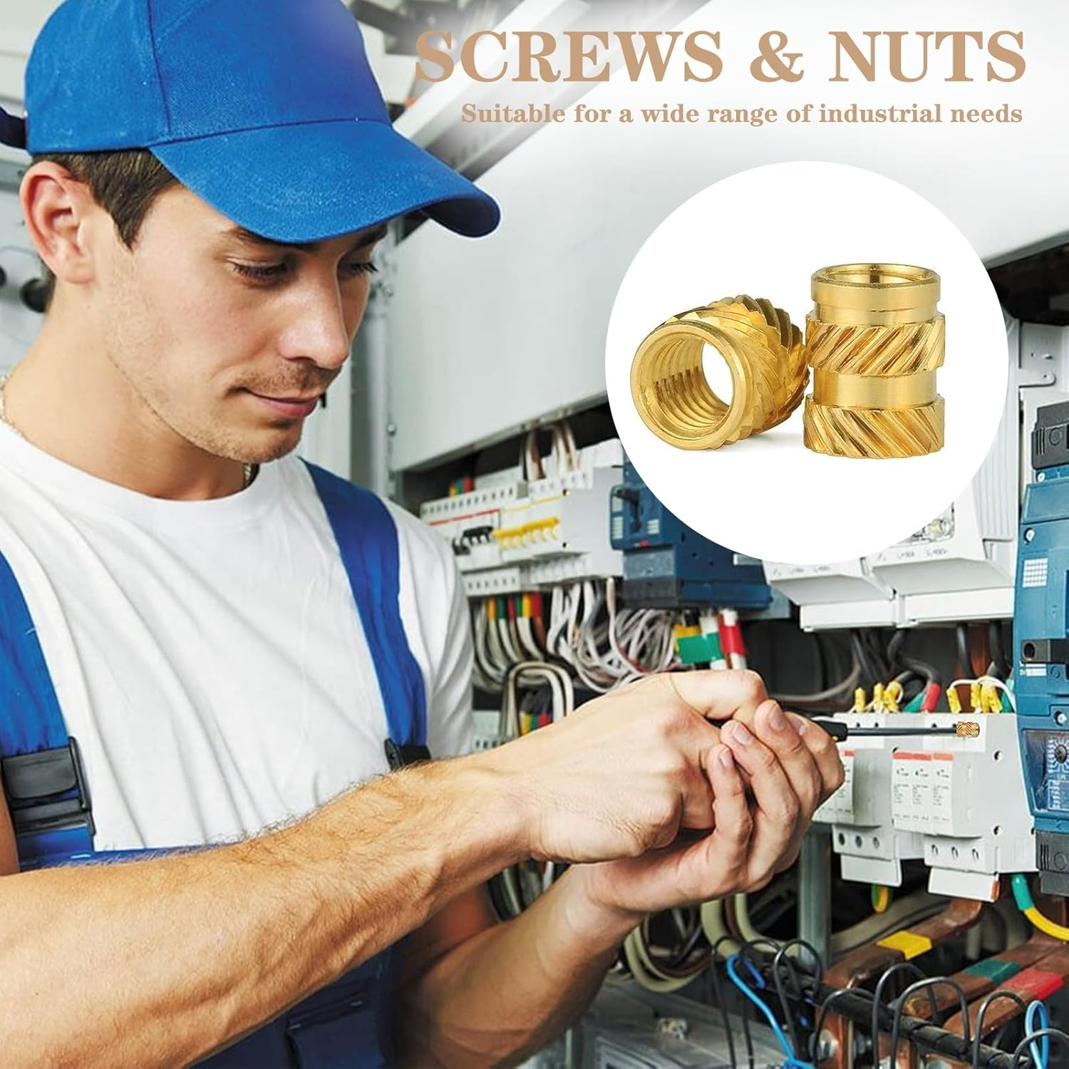 100 Pcs M3 Screws Nuts for Heat Press, M3 Threaded Inserts, Brass Threaded Inserts with Box, Metric Threaded Insert Nuts for 3D Printing Injection Molding, Wood, Plastic, Sheet Metal (4 X 5 MM) image number 6