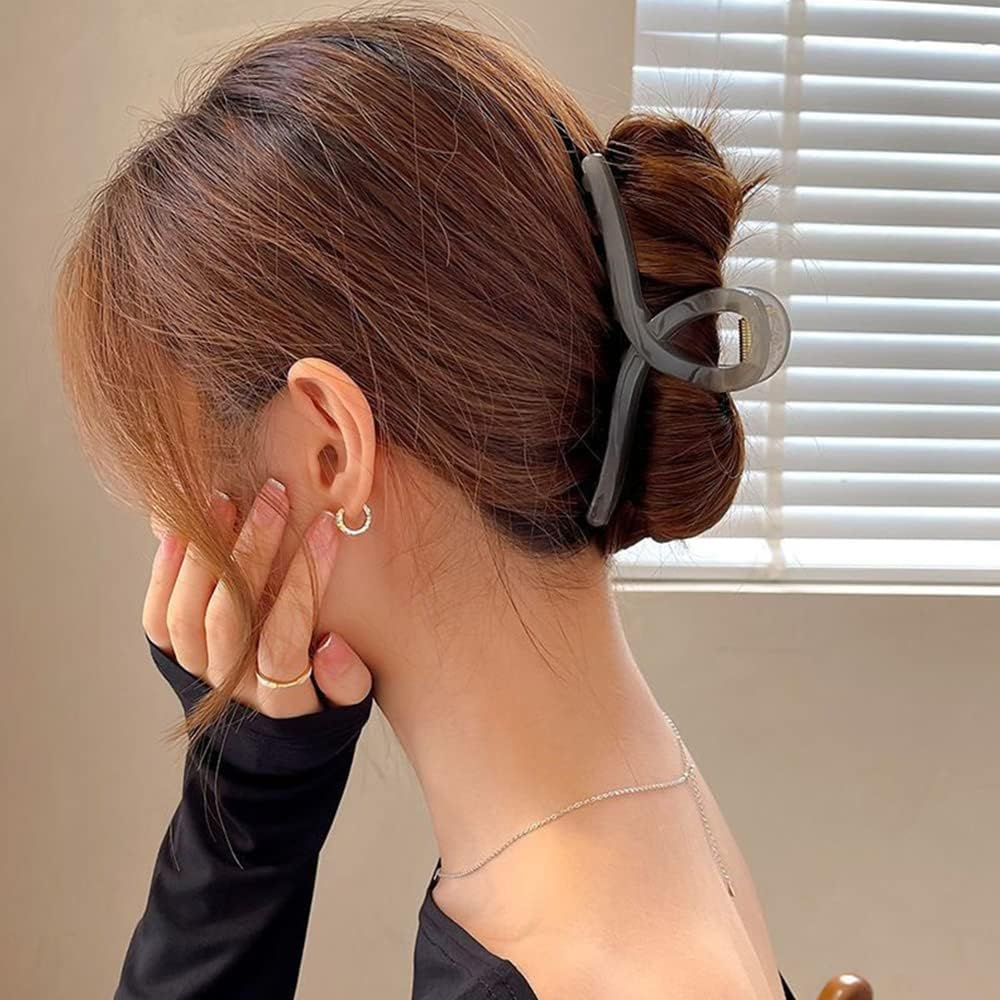4 Pcs Big Hair Claw Clips for Long Thick Hair, Nonslip Jelly Hair Clips Large Jaw Clips for Women Girls Hair Accessories