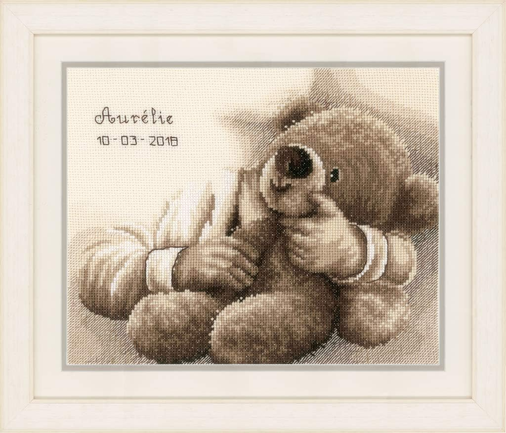 Vervaco Counted Cross Stitch Kit Teddy Bear, Cotton, Multicoloured, 25 X 20 X 0,3 Cm