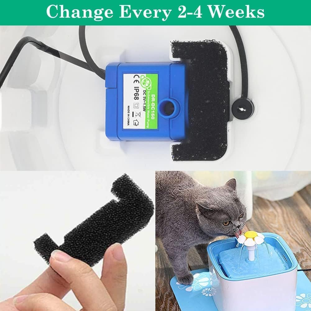 Sponge Filter for Cat Fountain, Drinking Fountain, Foam Filter, Pack of 8 Replacement Pet Fountain, Foam Filter, Cat Drinking Fountain, Sponge Foam Filter, for Pet Dog Cat Fountain image number 2