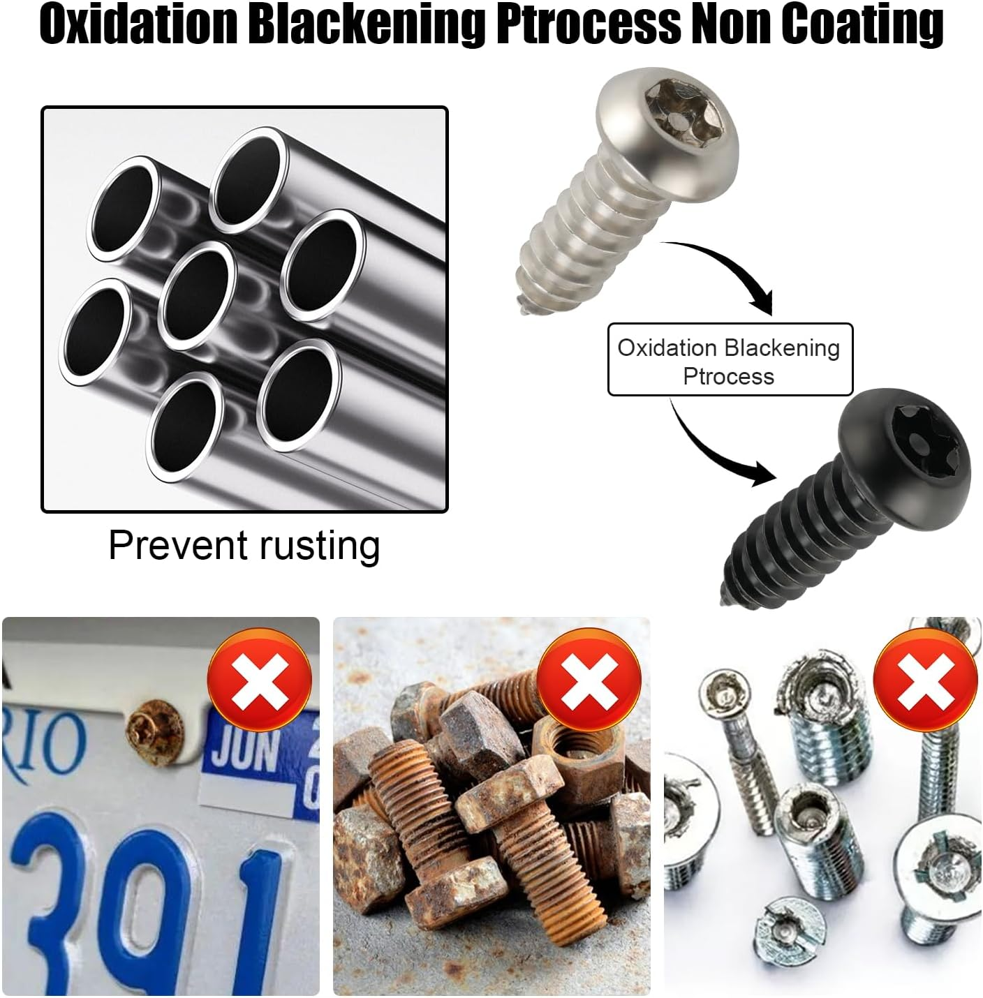 Livtee anti Theft License Plate Screws Kits for Securing Frames and Covers, M6 (1/4") Tamper Proof Screws, Fastener Nut, Caps Cover for Front Rear Frame Holder Mounting - Black image number 5