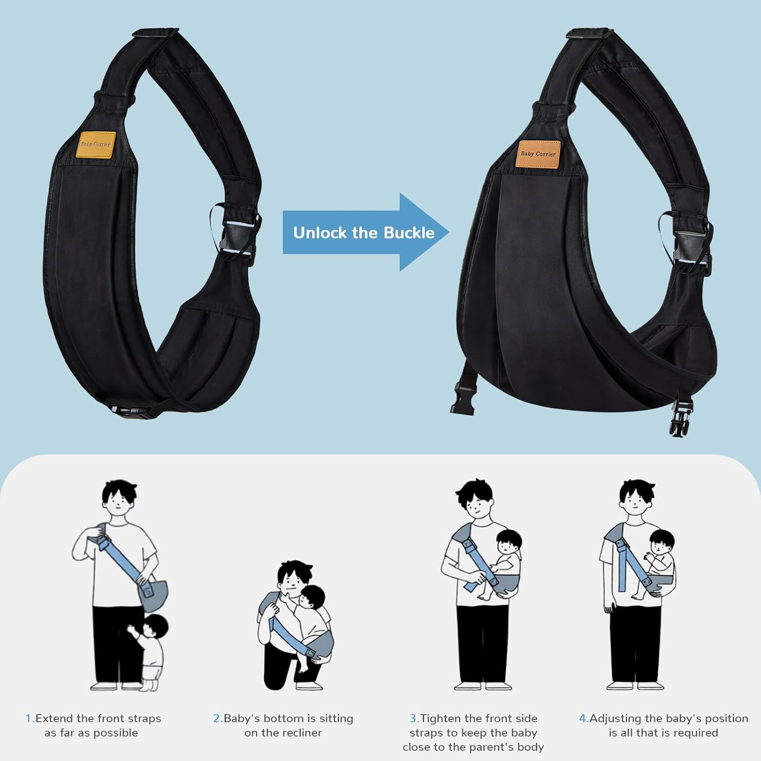 Baby Carrier Sling - Upgraded Ergonomic Design, Adjustable & Comfortable Infant to Toddler Wrap (0-36 Months) with Non-Slip Hip Seat, Lightweight & Breathable for Secure Travel, Shopping, and Daily Use in UAE &ndash; Your Safe & Baby Carrier Essential image number 2