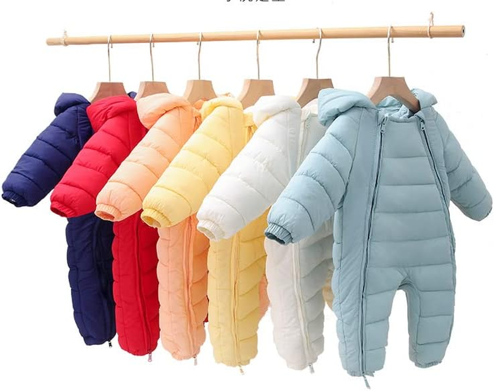 Baby Snowsuit Winter Warm Romper Jumpsuit Boys Girls Hooded down Jacket Double Zip Outerwear image number 6