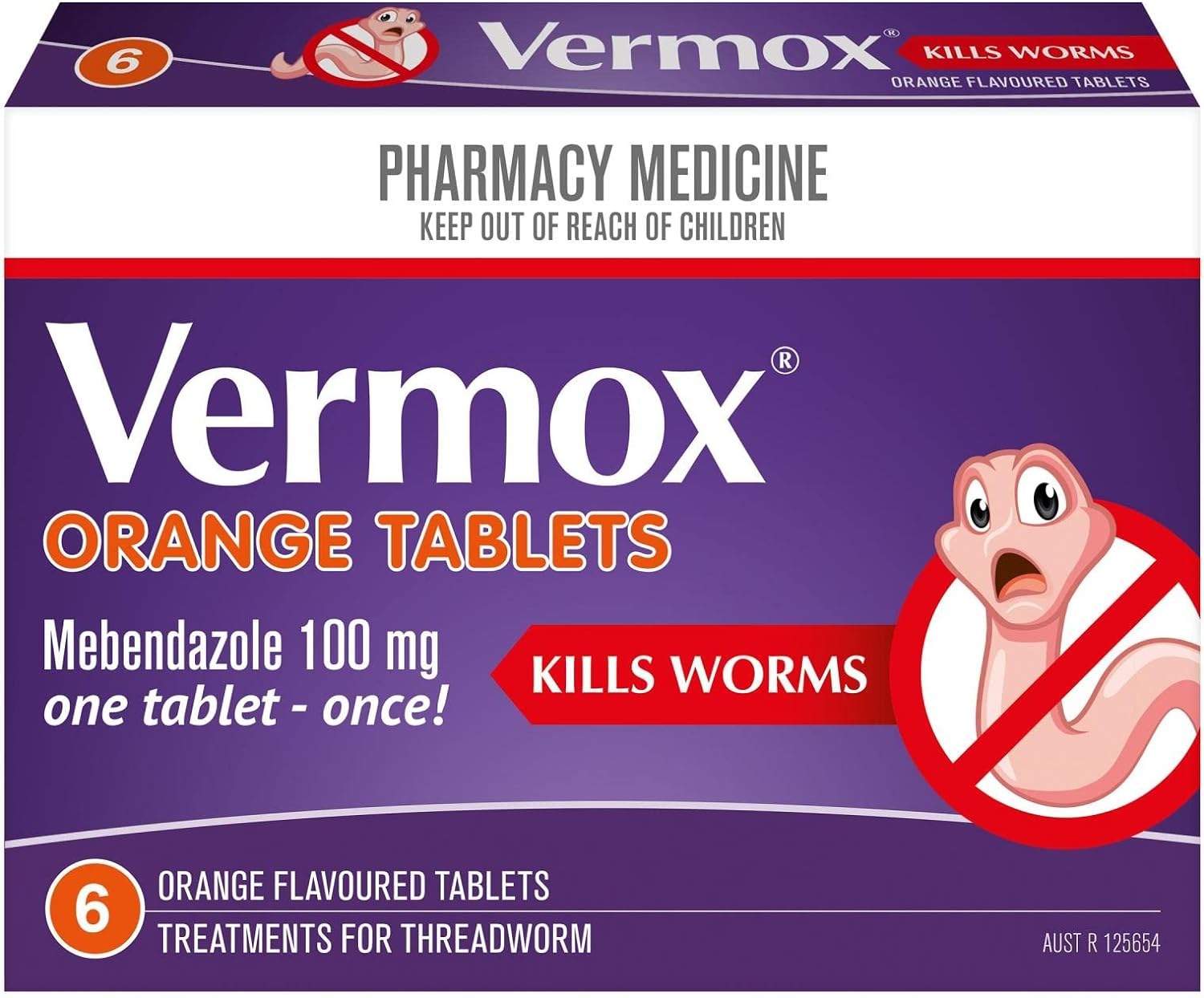 Vermox Worm Treatment 100 Mg 6 Tablets