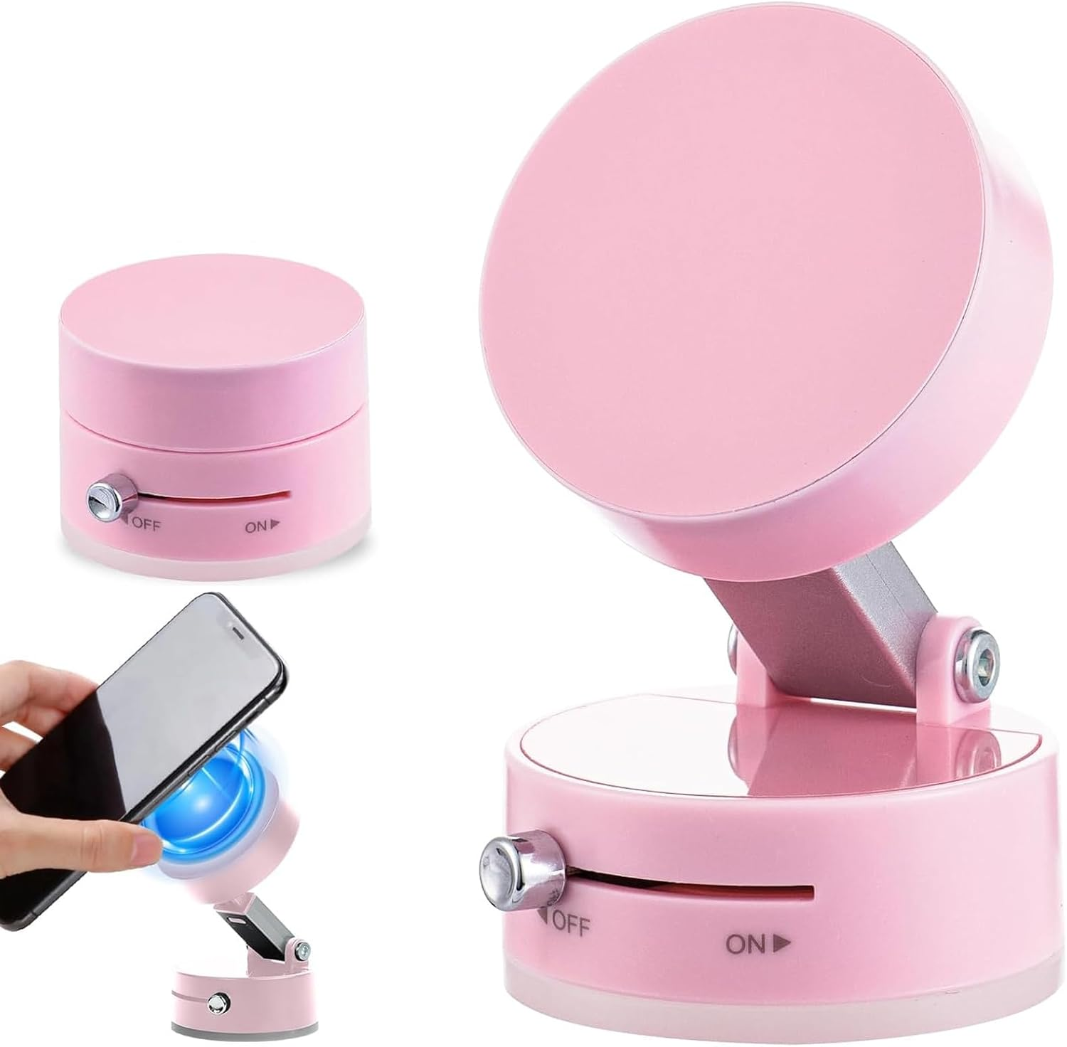 Vacuum Magnetic Phone Holder, 2025 New Foldable & Retractable Car Mount, 360&deg; Adjustable Suction Cup Stand for Iphone 16/15/14/13/12 & Suction Phones, Idea for Car/Mirror/Gym/Smooth Surfaces (Pink) image number 2