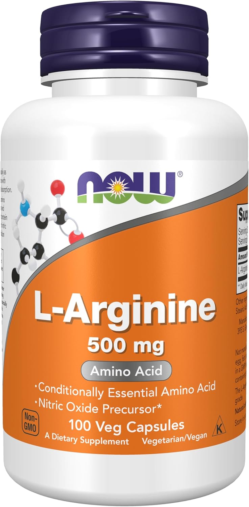 NOW L-Arginine 500 Mg, 100 Capsules image number 5