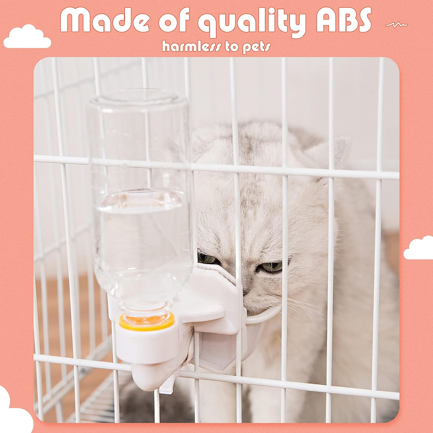 Riakrum 2 Pieces Dog Water Bottle for Crate 17Oz Anti-Overflow Pet Cage Water Dispenser Automatic Hanging Cage Bottle for Small Dogs Cats Bunny Ferret Small Animals Crate Kennel Cage, 2 Colors