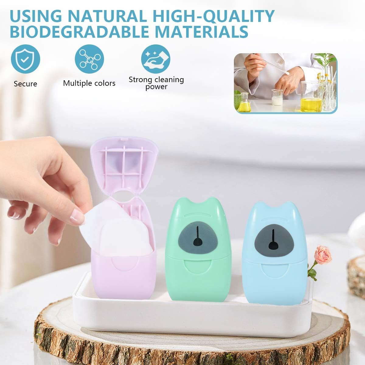 KISEER 6 Boxs (300 Sheets) Mini Portable Travel Soap Paper Sheets Disposable Hand Washing Bath Scented Paper Soap for Outdoor, Camping Hiking (Colorful) - Colorful 3 Box image number 2