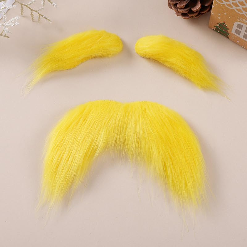 Stick Fake Beard and Eyebrows Costume Accessories for Halloween Party Easy Yellow image number 2