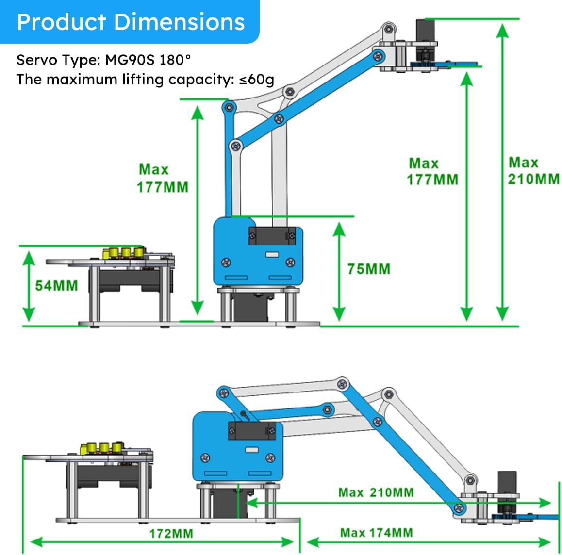 Micro:Bit Programmable Robotic Arm Kit with Joystick Controller for STEM Education | Compatible with Makecode | Ideal for K12 Students, Microbit V2 and AA Batteries Not Included image number 2